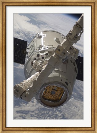 Framed SpaceX Dragon Commercial Cargo Craft during Grappling Operations with Canadarm2 Print