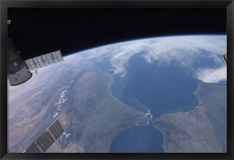 Framed View from Space of Morocco and Spain Print