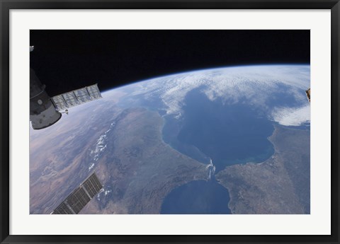 Framed View from Space of Morocco and Spain Print