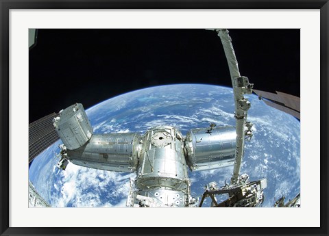 Framed portion of the International Space Station against Earth&#39;s horizon Print