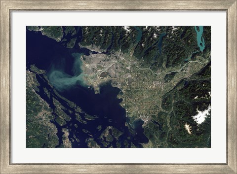 Framed Satellite view of the Frasier River, British Columbia, Canada Print