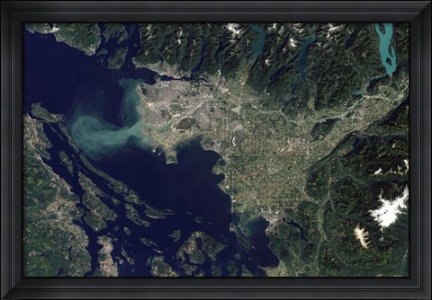 Framed Satellite view of the Frasier River, British Columbia, Canada Print