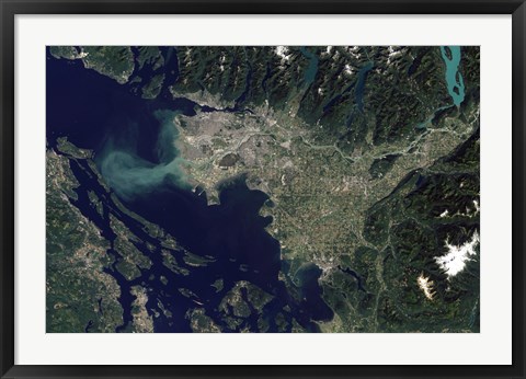 Framed Satellite view of the Frasier River, British Columbia, Canada Print