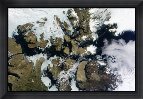 Framed Satellite view of Parry Channel and McClure Strait in the Northwest Passage Print