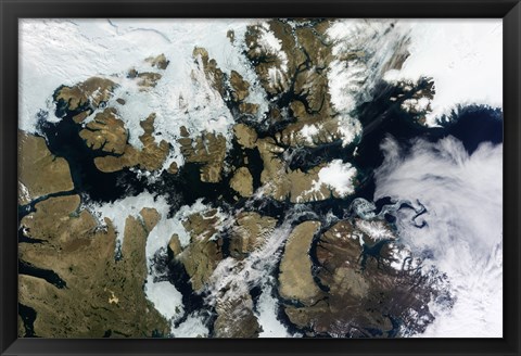 Framed Satellite view of Parry Channel and McClure Strait in the Northwest Passage Print