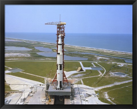 Framed Aerial view of the Apollo 15 Spacecraft on its Launch Pad Print