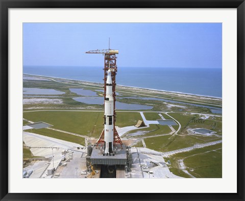 Framed Aerial view of the Apollo 15 Spacecraft on its Launch Pad Print