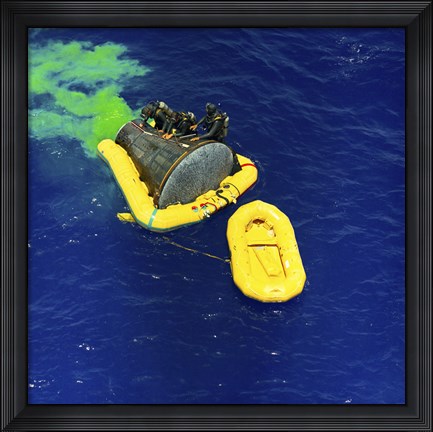 Framed US Navy Frogman Team Helps in the Recovery of the Gemini-Titan 4 spacecraft Print
