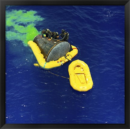 Framed US Navy Frogman Team Helps in the Recovery of the Gemini-Titan 4 spacecraft Print