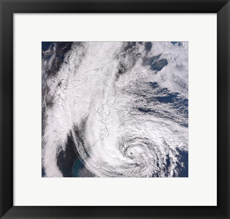 Framed Hurricane Sandy along the Northeastern Coast of the United States Print