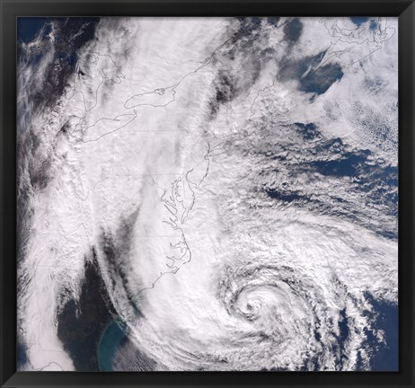 Framed Hurricane Sandy along the Northeastern Coast of the United States Print
