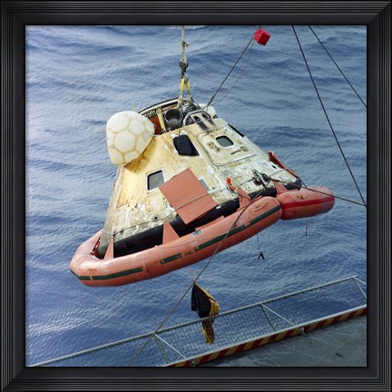Framed Apollo 8 Capsule Being Hoisted Aboard the Recovery Carrier Print
