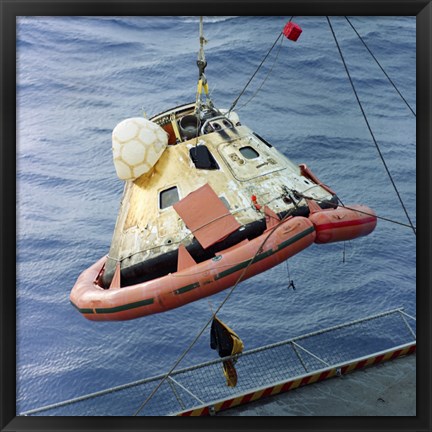 Framed Apollo 8 Capsule Being Hoisted Aboard the Recovery Carrier Print