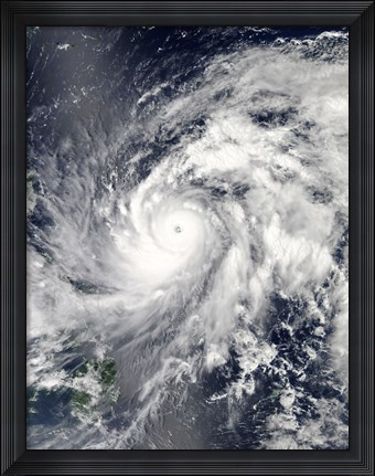 Framed Typhoon Sanba over the Pacific Ocean and Part of the Philippines Print