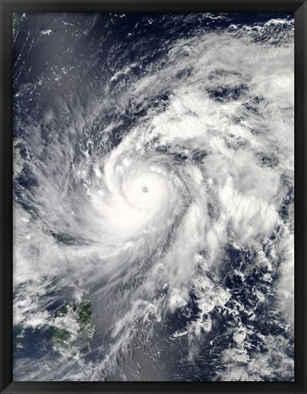 Framed Typhoon Sanba over the Pacific Ocean and Part of the Philippines Print