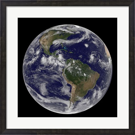 Framed Full Earth Showing Various Tropical Storm Systems Print