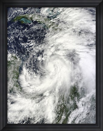 Framed Tropical Storm Sandy Hovering over the Caribbean Sea Print