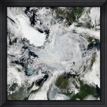 Framed strong storm Lingering in the Center of the Arctic Ocean Print