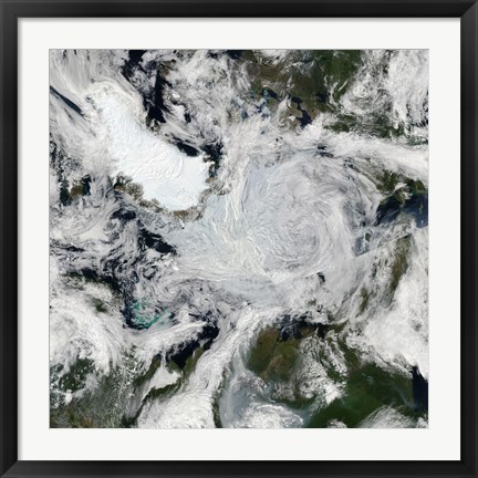 Framed strong storm Lingering in the Center of the Arctic Ocean Print