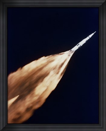Framed Apollo 6 spacecraft Leaves a Fiery Trail in the Sky after Launch Print