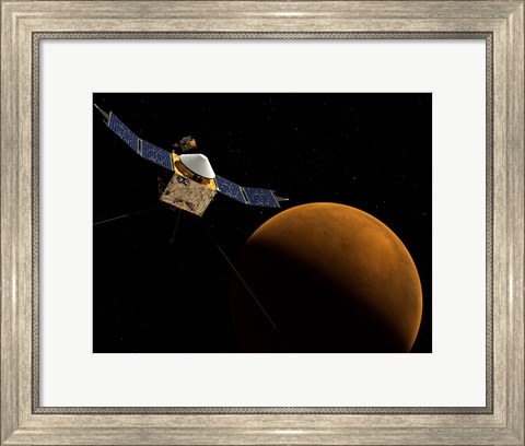 Framed Artist&#39;s Concept of NASA&#39;s MAVEN Spacecraft Print