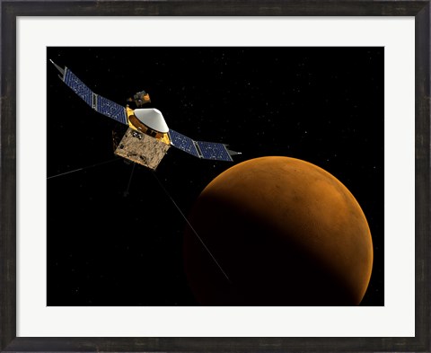 Framed Artist&#39;s Concept of NASA&#39;s MAVEN Spacecraft Print