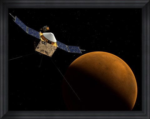 Framed Artist&#39;s Concept of NASA&#39;s MAVEN Spacecraft Print
