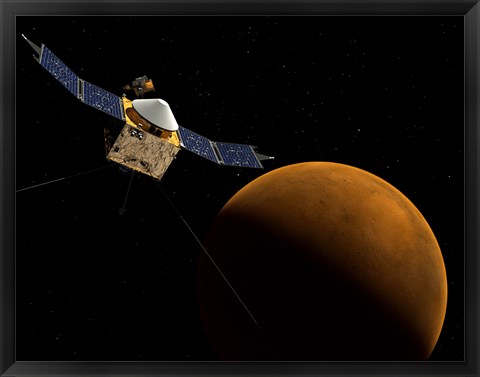 Framed Artist&#39;s Concept of NASA&#39;s MAVEN Spacecraft Print