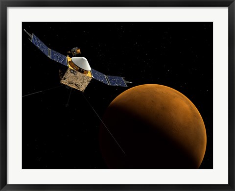 Framed Artist&#39;s Concept of NASA&#39;s MAVEN Spacecraft Print