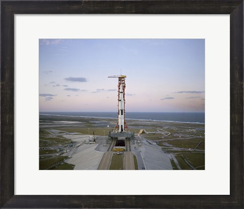 Framed High-angle View of the Apollo 8 Spacecraft on the Launch Pad Print