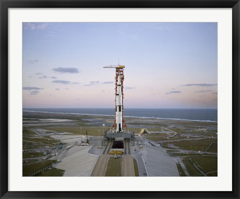 Framed High-angle View of the Apollo 8 Spacecraft on the Launch Pad Print