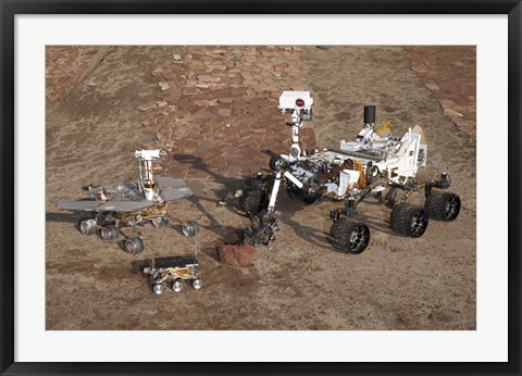 Framed Three Generations of Mars Rovers Print