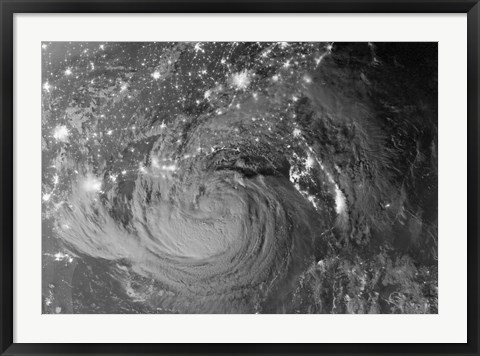 Framed Nighttime view of Tropical Storm Isaac Print