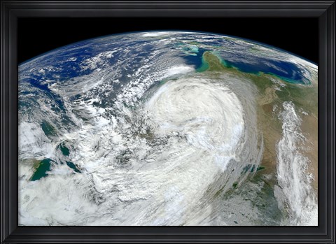 Framed Satellite View of Hurricane Sandy Along the East Coast of the United States Print