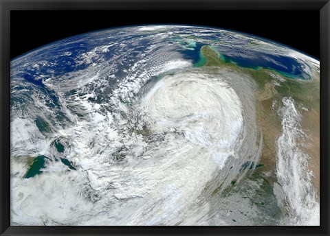 Framed Satellite View of Hurricane Sandy Along the East Coast of the United States Print