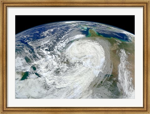 Framed Satellite View of Hurricane Sandy Along the East Coast of the United States Print