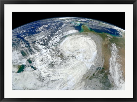 Framed Satellite View of Hurricane Sandy Along the East Coast of the United States Print