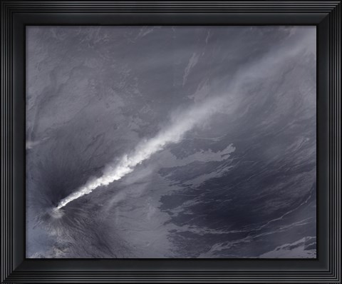 Framed Plume of Ash, Steam, and other Volcanic Gases stream from Klyuchevskaya Volcano Print