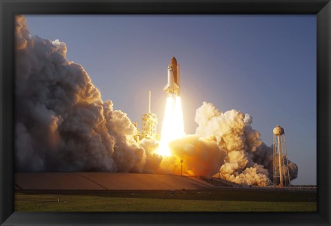 Framed Space Shuttle Discovery lifts off from its Launch Pad at Kennedy Space Center, Florida Print