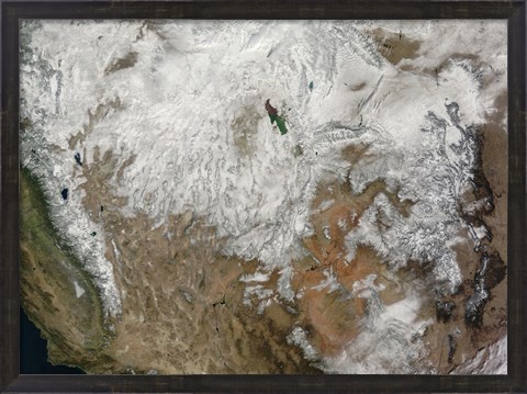 Framed Satellite View of the Western United States Print