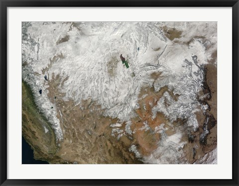 Framed Satellite View of the Western United States Print