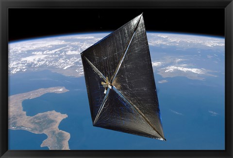 Framed Artist concept of NanoSail-D in space Print