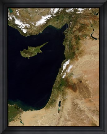 Framed Satellite View of Snow in Lebanon Print
