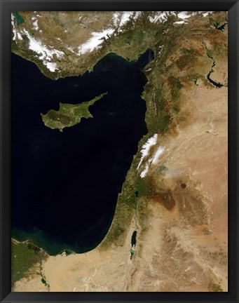 Framed Satellite View of Snow in Lebanon Print