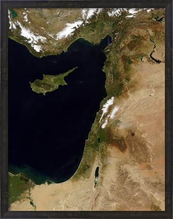 Framed Satellite View of Snow in Lebanon Print