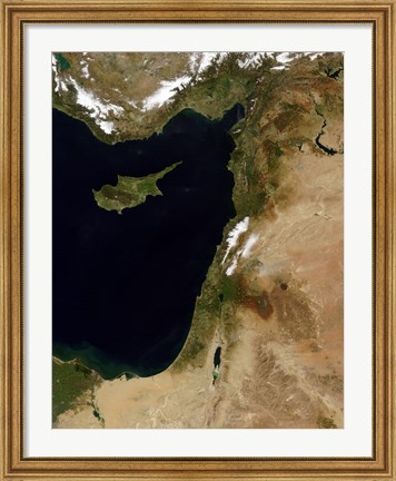 Framed Satellite View of Snow in Lebanon Print