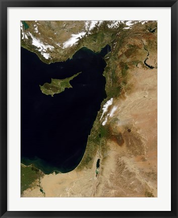 Framed Satellite View of Snow in Lebanon Print