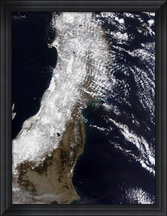 Framed Satellite View of Northeast Japan Print