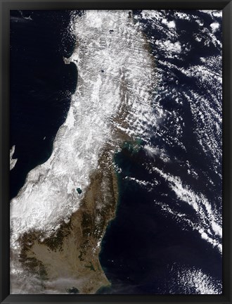 Framed Satellite View of Northeast Japan Print