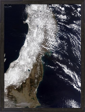 Framed Satellite View of Northeast Japan Print